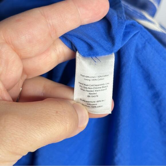 Vineyard Vines Cotton Linen Striped Fit & Flare Dress, Coastal, Size 8 - Picture 9 of 12